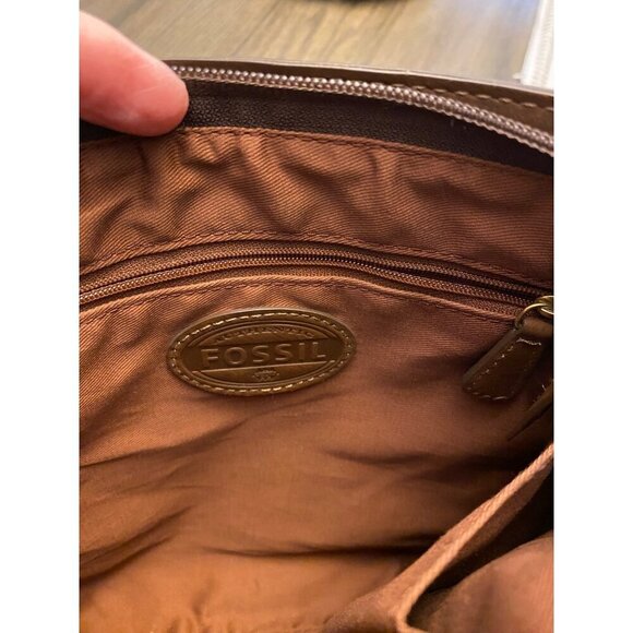 Fossil Brown Geometric Crossbody Bag With Adjustable Strap - Picture 10 of 16